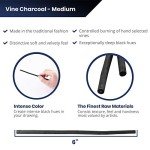 Pacific Arc Artist Vine Charcoal, Medium, Black 12 Pieces, Artist Vine Charcoal Sticks, Medium and Smooth Drawing Charcoal