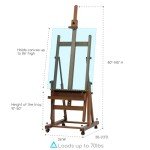 MEEDEN Enlarged Heavy-Duty H-Frame Easel: Artist Solid Beech Wooden Studio Easel - Professional Painting Art Easel Stand with 4 Lockable Wheels & Leveling Bolts - Hold Canvas up to 86" H,Walnut