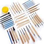 TEMONTIAN Clay Sculpting Tools,Air Dry,Pottery Tools,44 Pcs Double Sided Polymer Clay Tools Kit,Ceramics, Modeling Tools with Carrying Case Bag