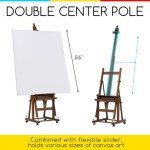 MEEDEN Enlarged Heavy-Duty H-Frame Easel: Artist Solid Beech Wooden Studio Easel - Professional Painting Art Easel Stand with 4 Lockable Wheels & Leveling Bolts - Hold Canvas up to 86" H,Walnut