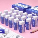 Sikao 12 Pack Pencil Erasers for Kids, White Erasers Bulk, Art Erasers for Drawing Sketching, Office School Supplies Classroom Essentials