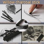 Trzzyan 25 PCS Willow Charcoal Sticks, Ideal for Artists, Beginners, Students, Perfect for Sketching, Drawing, Shading, and Fine Art, 5.7 Inches Long, 2-4,4-5,5-7,7-9 (4-5)
