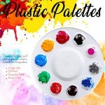 FANDAMEI 20 PCS Round Plastic Paint Tray Palettes, Paint Palette Tray, Painting Supplies for Kids & Adults, Paint Pallets, Painting Palette with 10 Wells, for Art Painting or DIY