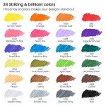 ARTEZA Inkonic Fineliners Pens, Set of 24, 0.4 mm Fine Tip Markers, Water-Based Art Pens for Drawing, Sketching, Journaling, Calligraphy