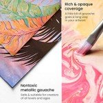 ARTEZA Metallic Gouache Paint, Set of 36, 12ml/0.4 US Fl Oz Gouache Paint Tubes, Glitter Paint for Canvas & Paper