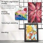 ARTEZA Metallic Gouache Paint, Set of 36, 12ml/0.4 US Fl Oz Gouache Paint Tubes, Glitter Paint for Canvas & Paper