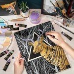 ARTEZA Metallic Gouache Paint, Set of 36, 12ml/0.4 US Fl Oz Gouache Paint Tubes, Glitter Paint for Canvas & Paper