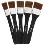 5 Pcs Wide Flat Paint Brushes, Art Brushes for Acrylic Painting Soft Painting Brushes Assorted Sized Craft Brushes Nylon Chip Brushes Artist Varnish Brush Art Paintbrush Sets for Oil Canvas Gesso