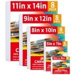 40 Pack Stretched Canvas Boards for Painting 8 of 4x4, 5X 7, 8x10, 9x12, 11x14 Art Blank Canvases, Gesso Primed 100% Cotton Canvas Panels for Acrylic Oil Watercolor Adults & Kids