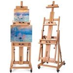 MERRIY Collapsible Extra- Large Versatile Studio H-Frame Easel, Hold 1 or 2 Canvas up to 91",Adjustable Beech Wood Easel for Painting,Movable & Tilting Flat Floor Art Easel Stand for Artists