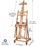 MERRIY Collapsible Extra- Large Versatile Studio H-Frame Easel, Hold 1 or 2 Canvas up to 91",Adjustable Beech Wood Easel for Painting,Movable & Tilting Flat Floor Art Easel Stand for Artists