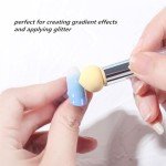 SQULIGT Resin Nail Art Palette with UV Gel Gradient Sponges Pens (White Handle, 4 Pcs Replacement Head), Nail Sponges for Ombre Double Head Brush for Nail Art Manicure DIY Tools