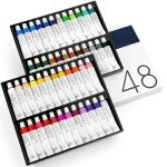 CHROMATEK Watercolor Paint Set - 48 Piece Kit for Adults, Beginners & Professional Artists - 48 x 12ml Liquid Water Color Tubes - Richly Pigmented Vibrant Colors - Art Supplies
