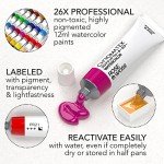 CHROMATEK Watercolor Paint Set - 48 Piece Kit for Adults, Beginners & Professional Artists - 48 x 12ml Liquid Water Color Tubes - Richly Pigmented Vibrant Colors - Art Supplies