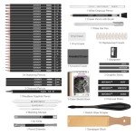 HIFORNY 58 PCS Drawing Kit Sketching Pencil Set,Sketch Pencils Art Supplies with 3-Color Sketchbook,Graphite,Charcoal,Blending Tools,Drawing Pencils for Adults Artists