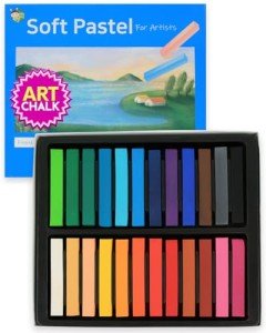 HA SHI Soft Chalk Pastels, 24 Assorted Colors Non Toxic Art Supplies, Square Charcoal, Drawing Media for Artist Stick Pastel for Professional, Kids, Beauty Nail Art, Pan Chalk Pastels