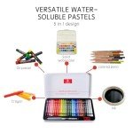 25 Colors Water Soluble Pastels, Watercolor Pastels Set for Beginners and Hobbyists, Includes Sharpener, Palette & Brush for Vibrant Art Creations (Classic)