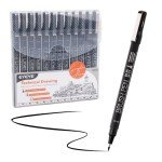 EYEYE Micro Fineliner Pens, Black Drawing Art Pens,12 Archival Pen Waterproof Ink Set Artist Supplies Archival Inking Markers Sketch Outline Pen, Precision Drawing and Sketching Kit