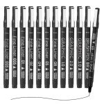 EYEYE Micro Fineliner Pens, Black Drawing Art Pens,12 Archival Pen Waterproof Ink Set Artist Supplies Archival Inking Markers Sketch Outline Pen, Precision Drawing and Sketching Kit