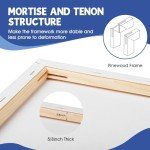 FUMILE 11x14 Canvas for Painting Stretched, 8 Pack White Blank Canvas 11x14, 5/8 in Profile Wood Frame, Primed, Cotton. Paint Canvases for Oil & Acrylic Paint