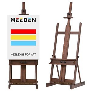 MEEDEN Art Painting Easel, Beech Wood Studio Easel 53" to 91" H, Holds Canvas Up to 78", Large Professional H-Frame Easel Stand with Storage Tray, Adjustable Floor Easel for Artists & Adults, Walnut
