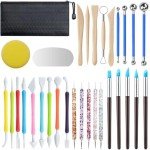 Langqun 31pcs Clay Tools,Pottery Tools Kit,Air Dry Clay Tools,Polymer Clay Dotting Tools,Ceramic Supplies for Kids and Adults,Sculpting,Modeling,Shaping