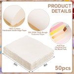 50 Sheets Watercolor Paper 4 x 6inch, 300 GSM Deckled Edge Paper Rough/Textured Handmade Paper Cotton Paper for Watercolors, Wedding Invitations, Cards, Crafts
