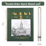 Ddaowanx 9" x 12" Sketch Book, 100 Sheets Spiral Bound Art Sketchbook with Pockets, (68lb/100gsm) Acid Free Artist Drawing Pad Paper Painting Sketching Pad,Gifts for Kids Adults Beginners