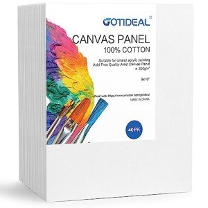 GOTIDEAL Bulk Canvas Boards for Painting, 8x10" inch Value Pack of 40, Gesso Primed Canvases for Painting - 100% Cotton Art Supplies Canvas for Acrylic Paint, Pouring, Oil Paint