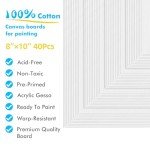 GOTIDEAL Bulk Canvas Boards for Painting, 8x10" inch Value Pack of 40, Gesso Primed Canvases for Painting - 100% Cotton Art Supplies Canvas for Acrylic Paint, Pouring, Oil Paint