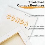 CONDA 6x6 inch Stretched Canvas for Painting, Pack of 12, 100% Cotton, 5/8 Inch Profile Value Bulk Pack for Acrylics, Oils Painting