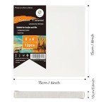 CONDA 6x6 inch Stretched Canvas for Painting, Pack of 12, 100% Cotton, 5/8 Inch Profile Value Bulk Pack for Acrylics, Oils Painting