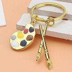 yaozeio Art Painter Palette Brush Keychain Art Teacher Gifts from Student Gifts for Artists Who Draw Artist Paint Palette Keychain