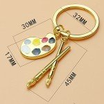 yaozeio Art Painter Palette Brush Keychain Art Teacher Gifts from Student Gifts for Artists Who Draw Artist Paint Palette Keychain