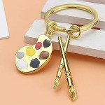 yaozeio Art Painter Palette Brush Keychain Art Teacher Gifts from Student Gifts for Artists Who Draw Artist Paint Palette Keychain