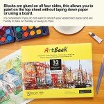 ArtBeek Watercolor Paper Block, Watercolor Block 100% Cotton 140g/300GSM (9X12 Cold Press)