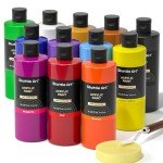 Shuttle Art Acrylic Paint, 12 Colors Acrylic Paint Large Bottle Set, 473ml/16oz Each, Rich Pigments, High Viscosity, Bulk for Artists, Beginners and Kids on Rocks Crafts Canvas Wood