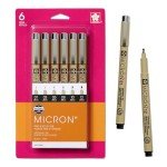 SAKURA Pigma Micron Fineliner Pens - Archival Black Ink Pens - Pens for Writing, Drawing, or Journaling - Assorted Point Sizes - 6 Pack