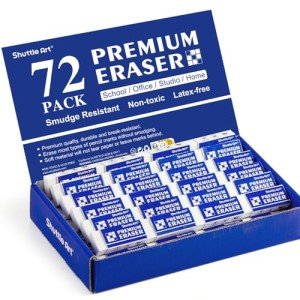 Erasers, Shuttle Art 72 Pack Premium Erasers Bulk, White Eraser Classroom Set for Kids Teachers as School and Office Supplies
