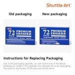 Erasers, Shuttle Art 72 Pack Premium Erasers Bulk, White Eraser Classroom Set for Kids Teachers as School and Office Supplies