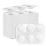 DLOnline 50 PCS White Plastic Watercolor Palette, 6 Well Rectangular Paint Palettes, Paint Tray Palettes, Paint Trays for Kids, for Painting, DIY Craft, Art Painting Class