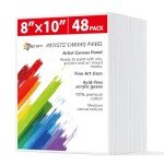 Simetufy 48 Pack 8 x 10 inch Canvas Boards for Painting Canvas Panels - Gesso Primed Acid-Free 100% Cotton for Acrylics Oil Watercolor Tempera Paints
