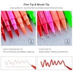 KALOUR 72 Art Markers Pens Set, Dual Tip Brush and Fine Point, Color Number and Name, Zipper Case, Adult Coloring, Lettering, Drawing