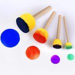 30 Pcs Round Sponges Brush Set, Round Sponge Brushes for Painting, Paint Sponges for Acrylic Painting, Painting Tools for Kids Arts and Crafts (4 Sizes)
