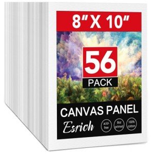 ESRICH Canvas Boards for Painting 8x10 Inch, 56 Pack Bulk 8x10 Inch Canvases for Painting- Cotton Canvas Panels for Oil, Acrylic & Watercolor Painting.