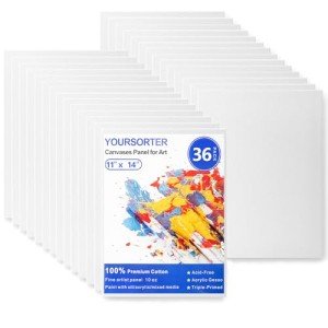 YOURSORTER 36 Pack 11x14in Canvas Boards for Painting, Bulk Blank Canvases for Art Practice Exploration, Gesso Primed Acid-Free 100% Cotton Canvas Panels for Acrylic Oil Watercolor Tempera Paint