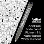 Artline 230 Drawing System Pens, Technical Drawing Pens For Drafting, Illustrating, and More, 0.1mm, 0.2mm, 0.3mm, 0.4mm, 0.5mm, and 0.8mm Fine Tips - Black, 6-Pack