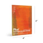 Fluid Watercolor Paper Block, 4 x 6 inches, 15 Sheets, 140 lb (300 GSM) Cold Press Pad for Artist Painting and Wet Media