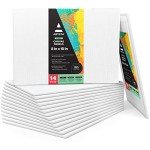 ARTEZA Canvas Boards for Painting, 8 x 10 Inches, Pack of 14, Blank White Canvas Panels for Acrylic, Oil, Gouache, and Tempera Painting Projects