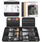 HIFORNY 126 PCS Drawing Kit Sketching Pencil Set,Sketch Pencils Art Supplies with 3-Color Sketchbook,Graphite,Charcoal,Blending Tools,Drawing Pencils for Adults Artists in Zipper Case